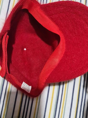 Fur hat like new, red, size S
