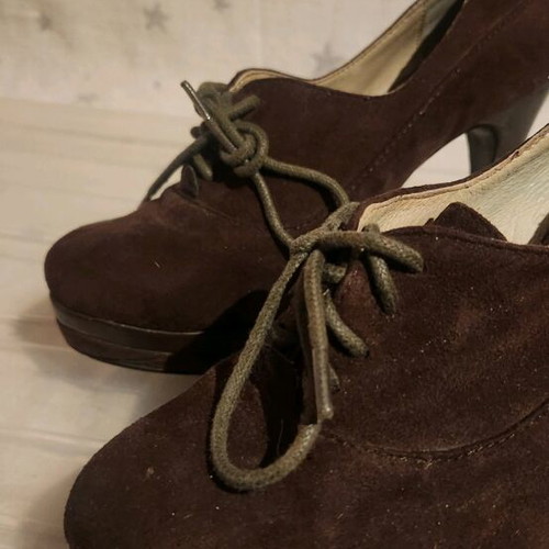 Brown high heels shoes with laces used, size 38
