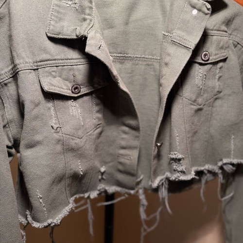 Crop olive demin jacket Celestino like new