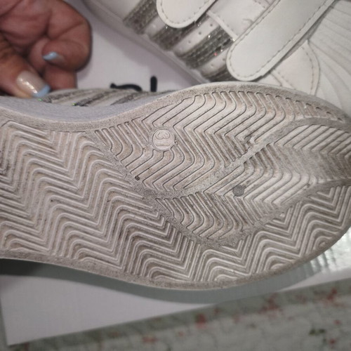 Children's white and silver athletic shoes size 31