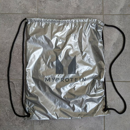 My Protein Metallic bag with drawstring and mesh lining new