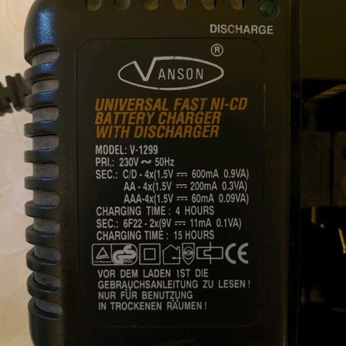 Anson V-1299 Ni-Cd Battery Charger like new with discharger