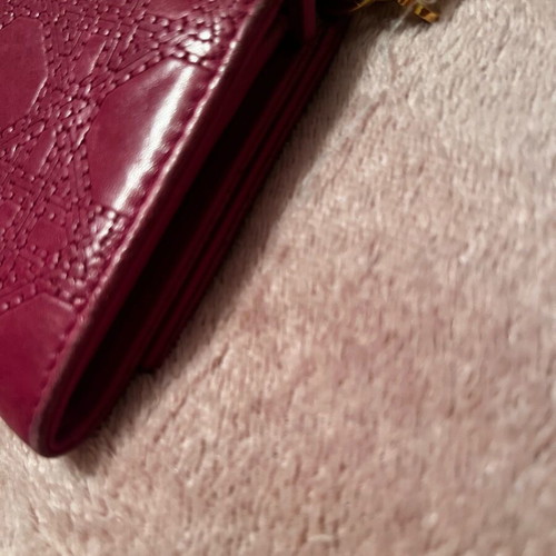 Christian Dior purple leather wallet with gold D I O R logo like new