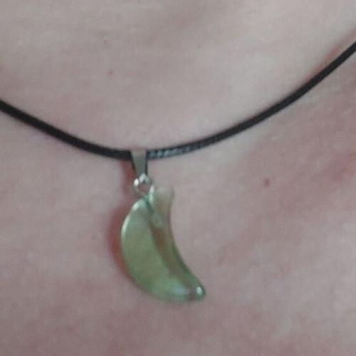 Necklace from PU leather like new, 45 cm plus 5 cm extension, black and green