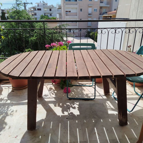 Large wooden outdoor table used, pine, 175x90 cm