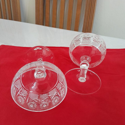 Bohemia Crystal Hand-Carved Champagne Glasses Set New