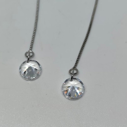 Silver Drop Chain Earrings with Swarovski Crystals like new