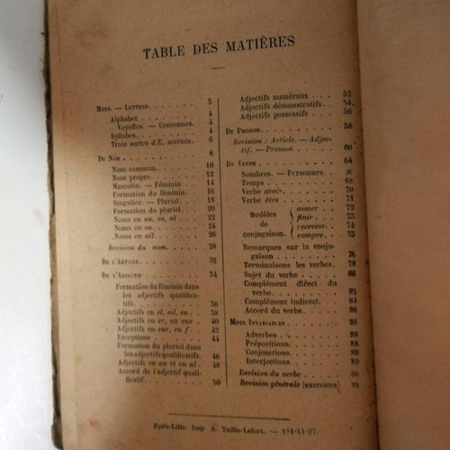 Librairie Hachette Cours primaire de grammaire française book, early 20th century