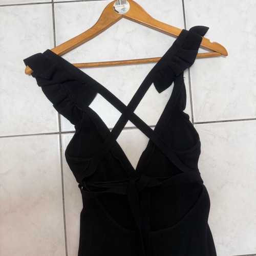 Bershka dress new, midi black bodycon with open back and V neck