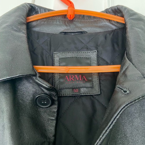 Arma leather men's coat used, size 50, black