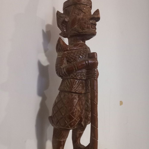 Wooden Buddhist Statue Temple Guard used, teak wood 42cm