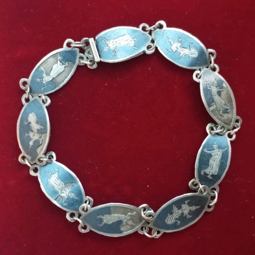 Siam sterling silver bracelet 18cm used with enamel