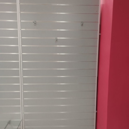 Slat melamine panel with 12 cm pitch, 120x240 cm height, aluminum frame like new