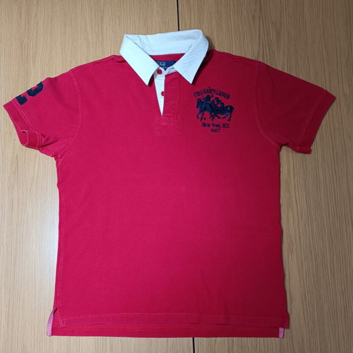 Polo Ralph Lauren Rugby Shirt Double Big Pony size L like new, red and white
