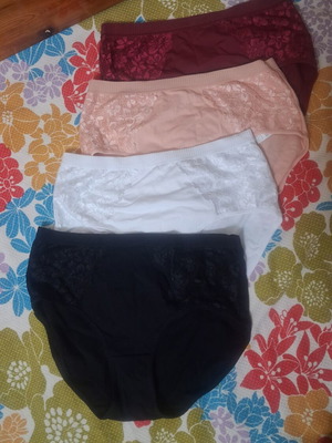 Set of 4 women's high-waisted lace detail briefs, size L