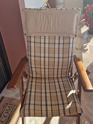 Teak dining set used, Swedish, folding table with 4 reclining chairs