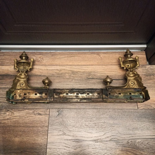 Brass fireplace front restored