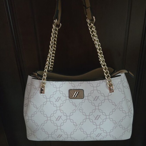 Verde handbag with 3 compartments, beige and gold
