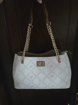 Verde handbag with 3 compartments, beige and gold