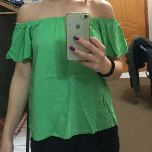 Off-shoulder green blouse Anel used, size Small