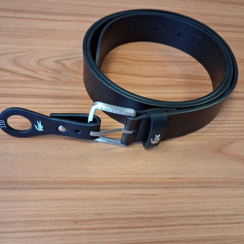 Lacoste leather belt 110 cm, black, men's