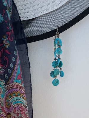 Boho earrings long handmade, turquoise, silver 925, like new