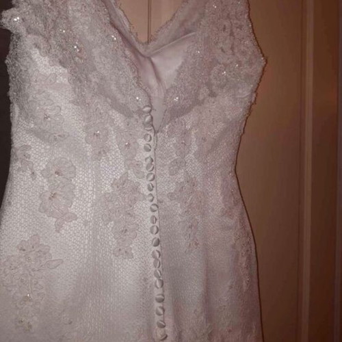 Pronovias mermaid wedding dress, white lace, long