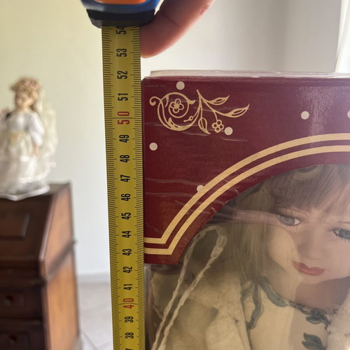 Porcelain doll vintage in box, 52 cm