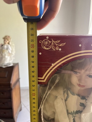 Porcelain doll vintage in box, 52 cm