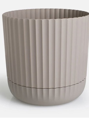 Plastic flowerpot with built-in saucer beige Ø23x23cm 7.2lt new