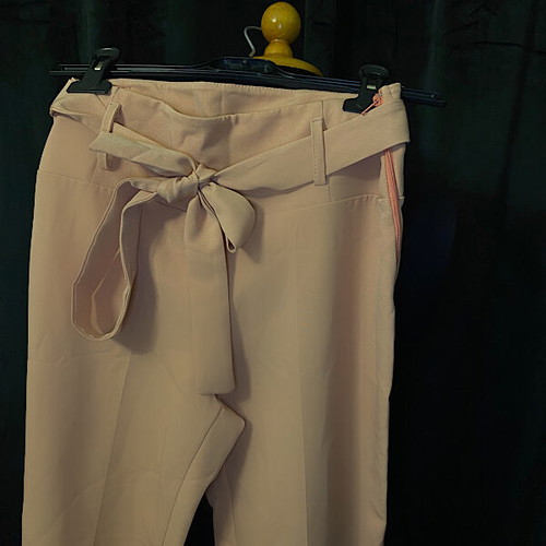 Straight-leg pants new, confetti color, Greek made, sizes S and M/L