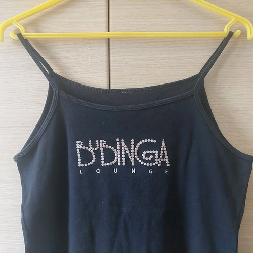 Vintage Bubinga Lounge black short tank top used, size Medium/Large