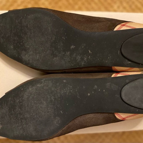 Burberry Haymarket Yates Ballerina Suede Brown Flats Like New Size 37