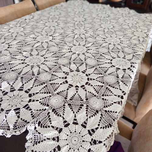 Handmade Crochet Round Tablecloth 176 cm Diameter 100% Cotton New