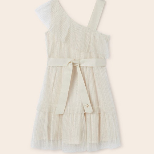 Mayoral glittery beige dress for girls, size 8 years