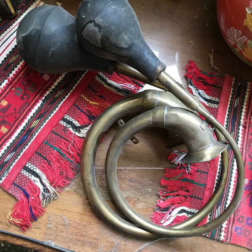 Antique car horns used, brass, 1920-1930