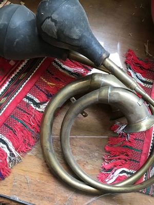 Antique car horns used, brass, 1920-1930
