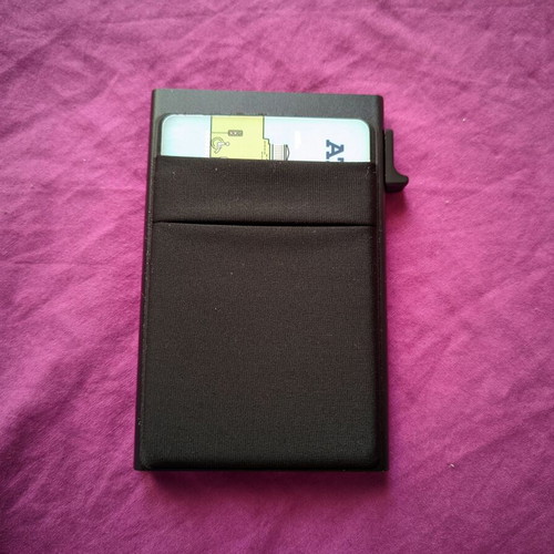 Card holder with RFID and slide mechanism black new