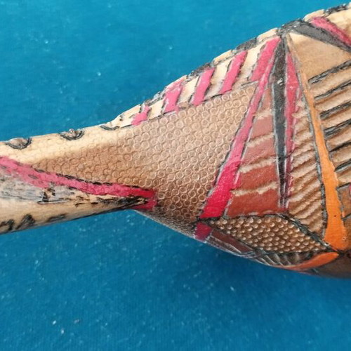 Çifteli used Albanian traditional musical instrument with decorative double-headed eagle