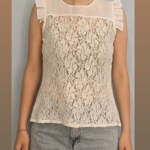 Lace blouse white used, size M