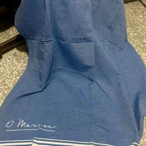 Set of 3 Blue Cotton Beach Towels with Fringes