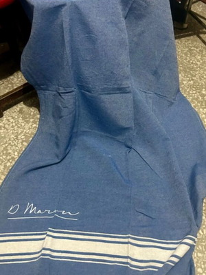 Set of 3 Blue Cotton Beach Towels with Fringes