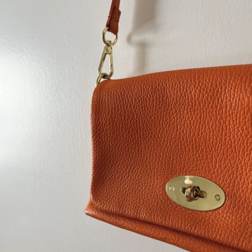 Leather cross body bag like new, orange