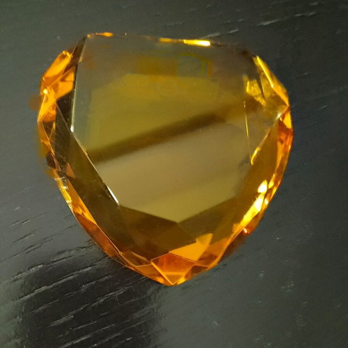 Rosenthal amber heart crystal paperweight like new, 8cm