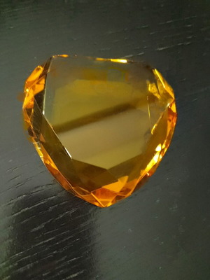 Rosenthal amber heart crystal paperweight like new, 8cm