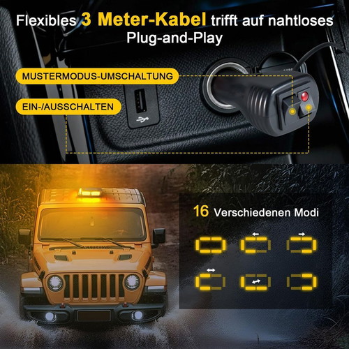 Rotating LED Strobe Light 12-24V 90 LEDs Emergency Beacon New