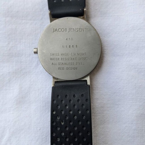 Jacob Jensen men's watch used, model 410, titanium case, rubber strap