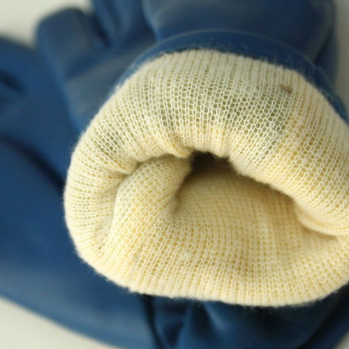 Vintage winter leather gloves retro 80s new, blue