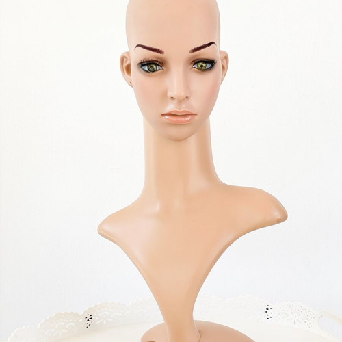 Female mannequin head with bust for display, wigs and jewelry