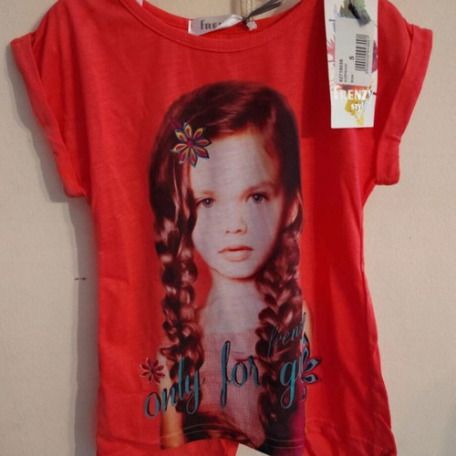 T shirt new coral short sleeve with girl print Frenzy age 5